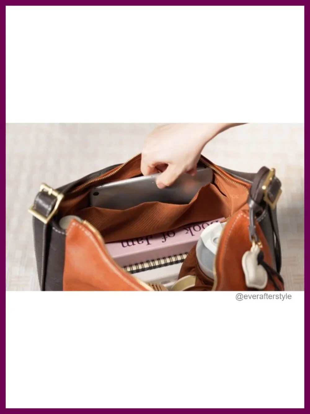 Vegan Leather Hobo Bag with Cup Holder - Crossbody Shoulder Purse